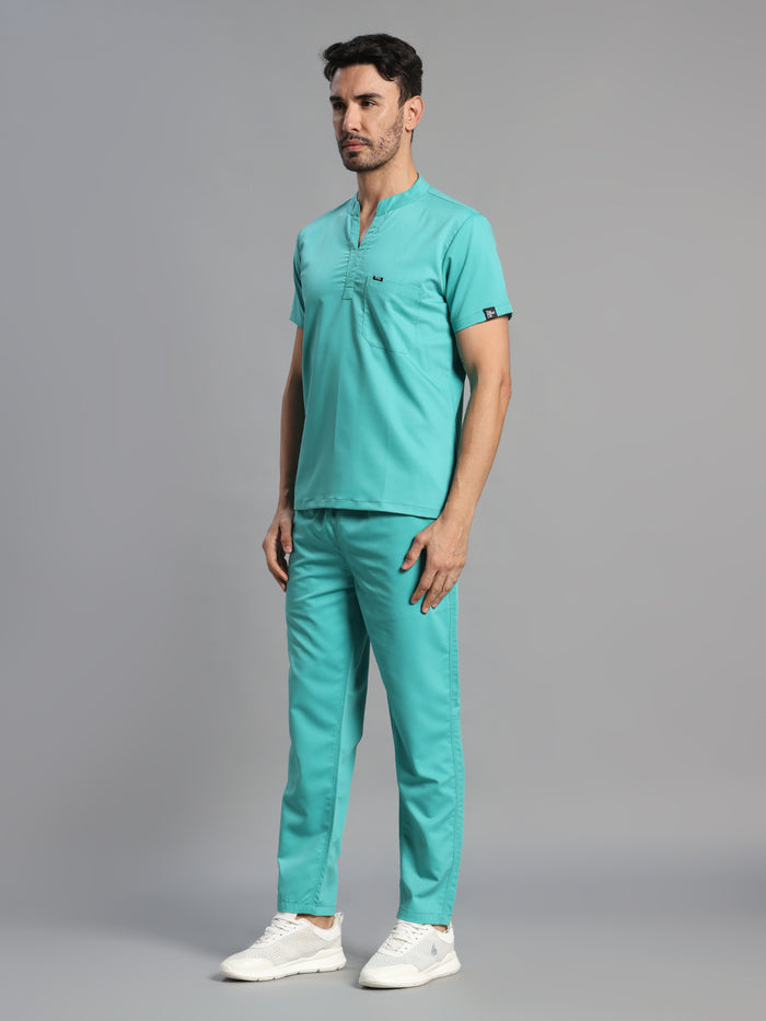 Move Lite Men Mint Green (Mandarin Neck) Scrub Set
