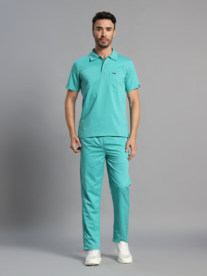 Move Lite Men Mint Green (Polo Neck) Scrub Set