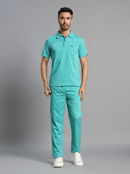 Move Lite Men Mint Green (Polo Neck) Scrub Set