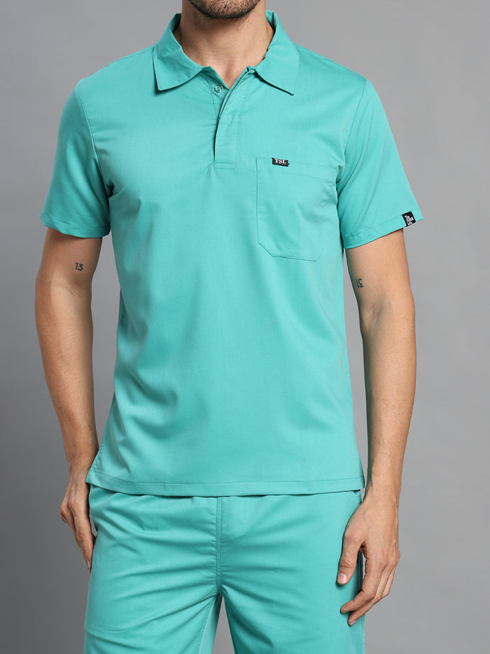 Move Lite Men Mint Green (Polo Neck) Scrub Set