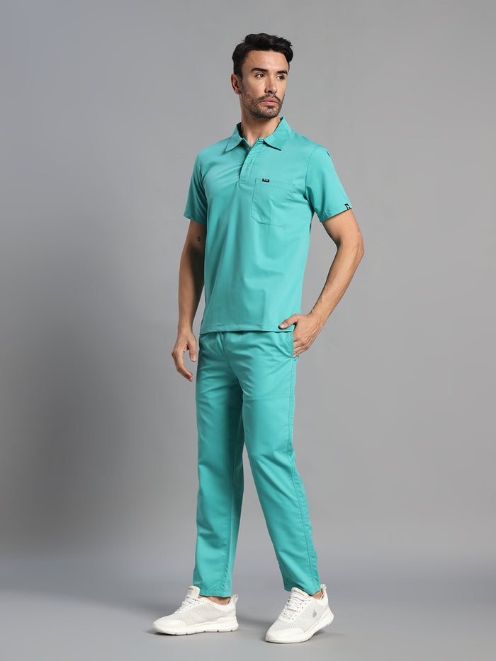 Move Lite Men Mint Green (Polo Neck) Scrub Set