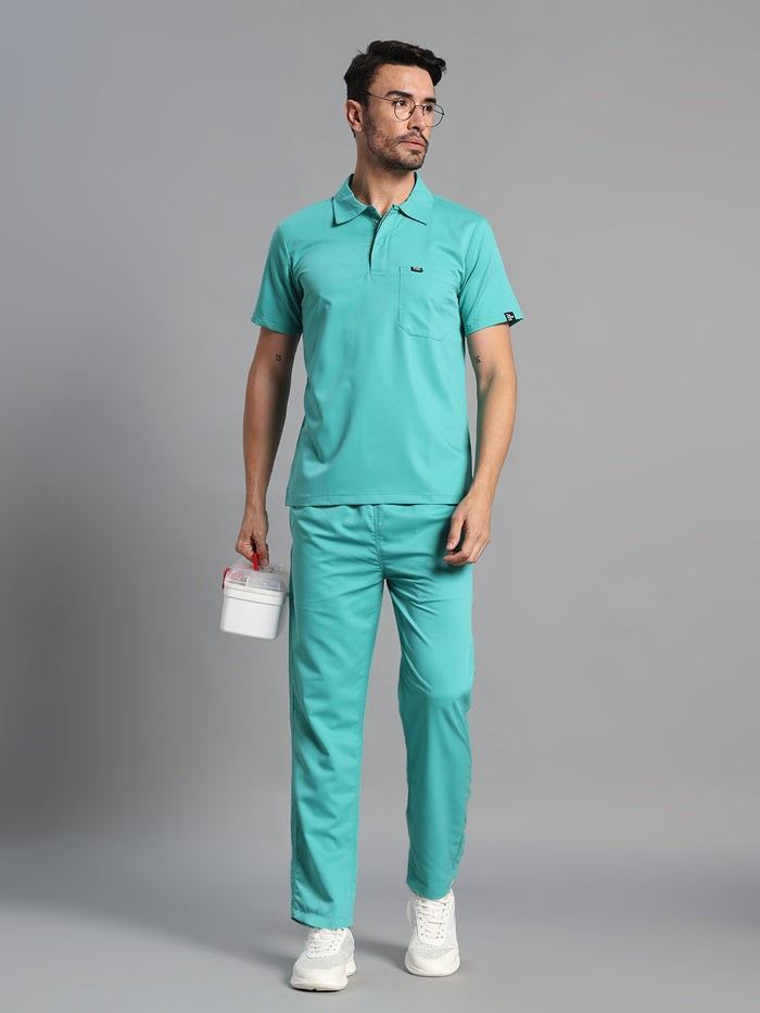 Move Lite Men Mint Green (Polo Neck) Scrub Set
