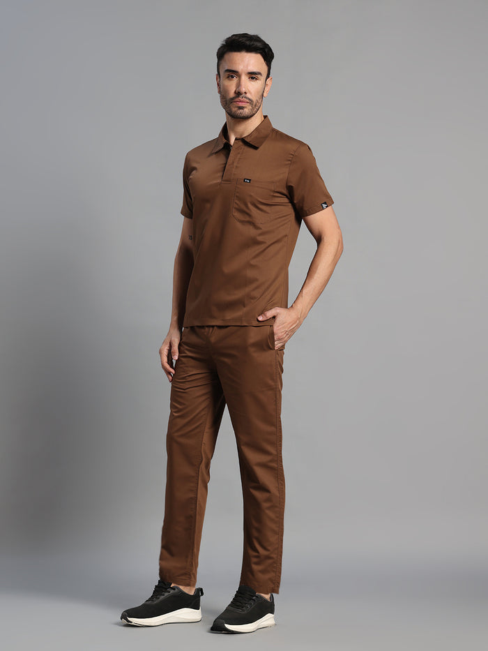Move Lite Men Mocha (Polo Neck) Scrub Set