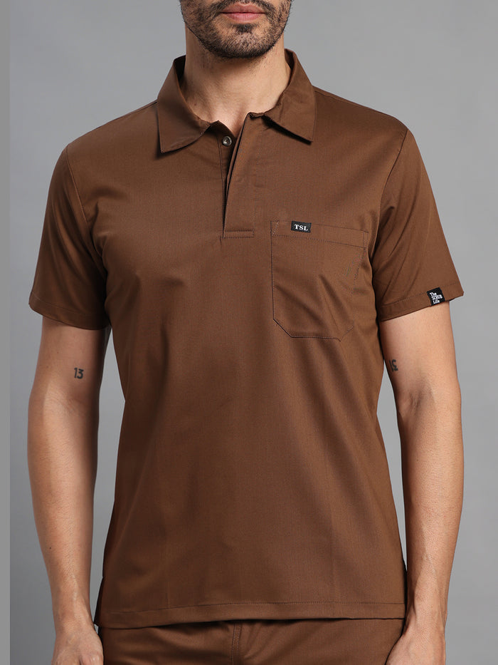 Move Lite Men Mocha (Polo Neck) Scrub Set
