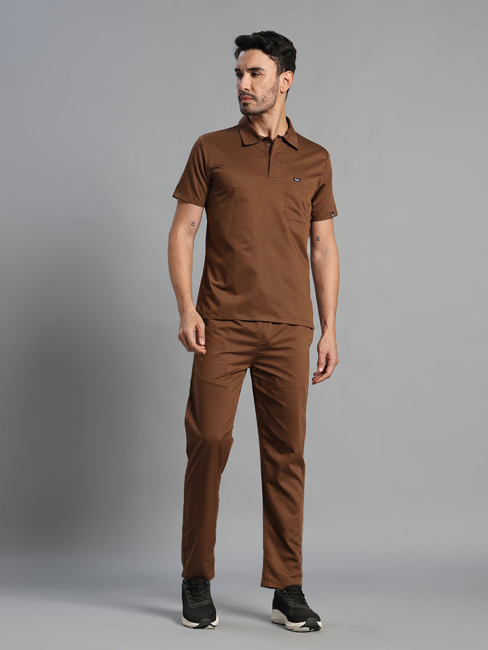 Move Lite Men Mocha (Polo Neck) Scrub Set