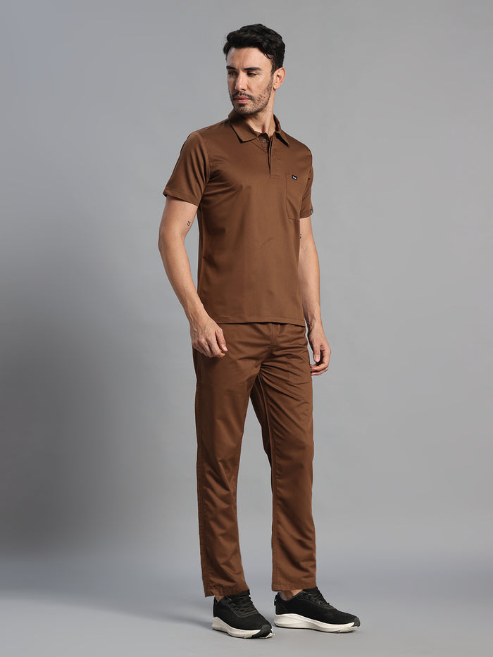 Move Lite Men Mocha (Polo Neck) Scrub Set