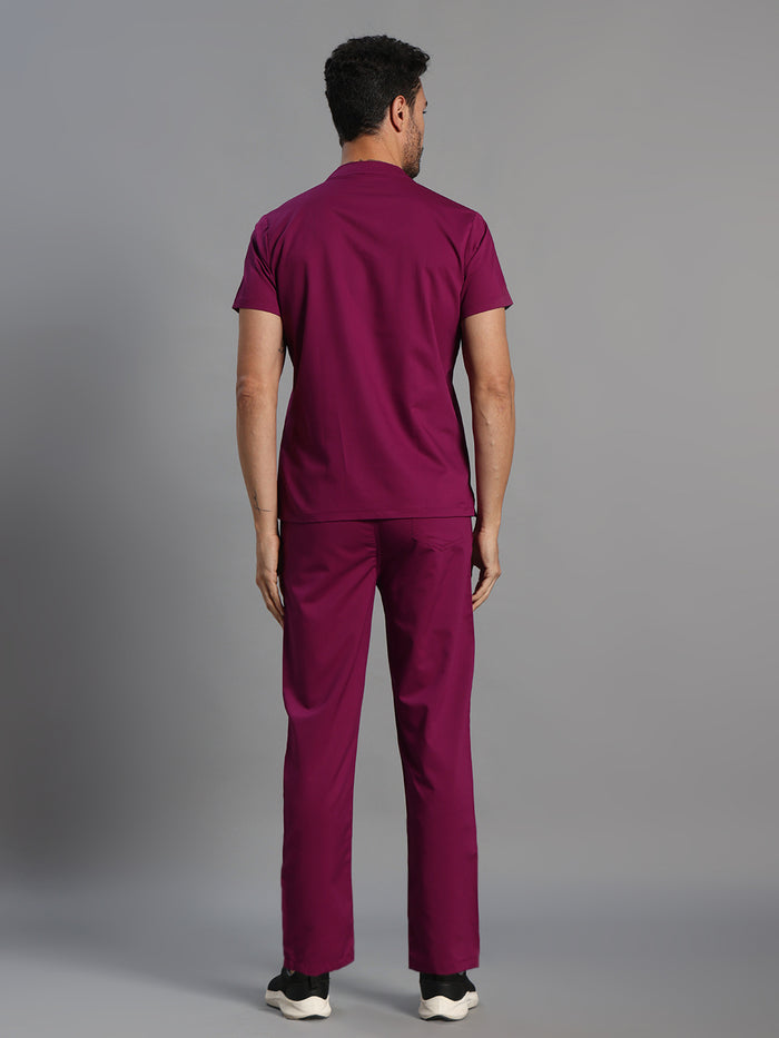 Move Lite Men Plum (Mandarin Neck) Scrub Set