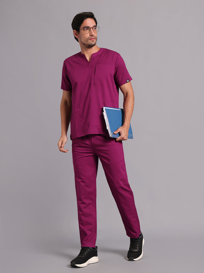 Move Lite Men Plum (Neo Notch Neck) Scrub Set