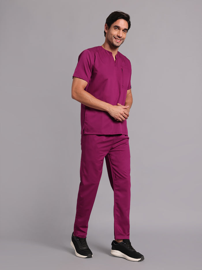 Move Lite Men Plum (Neo Notch Neck) Scrub Set