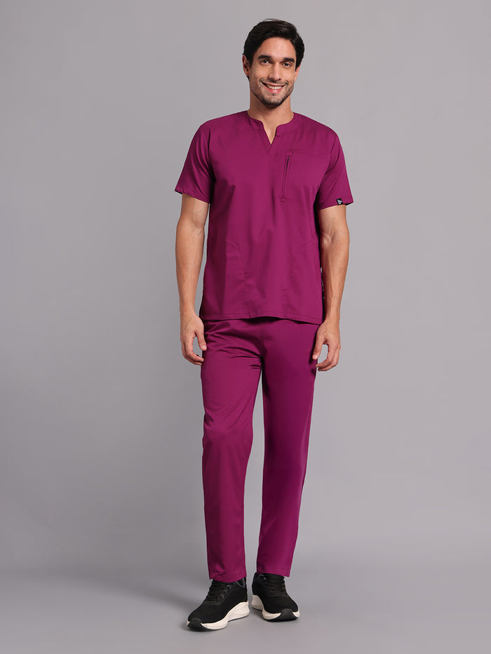 Move Lite Men Plum (Neo Notch Neck) Scrub Set