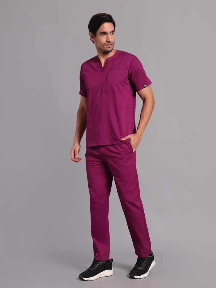 Move Lite Men Plum (Neo Notch Neck) Scrub Set