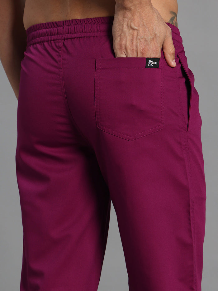 Move Lite Men Plum (Polo Neck) Scrub Set