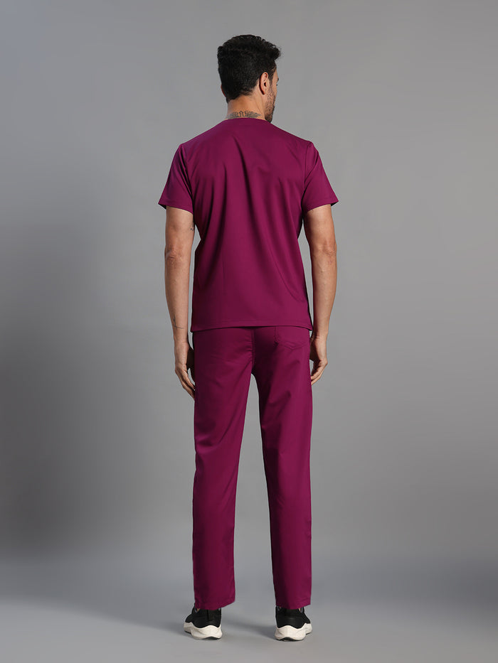 Move Lite Men Plum (V Neck) Scrub Set
