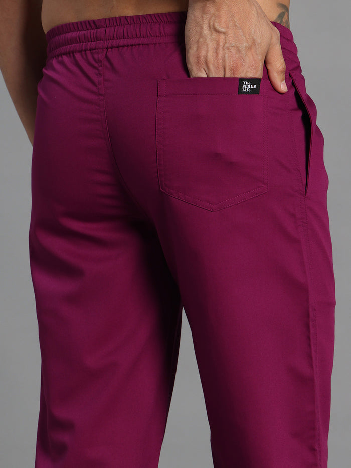 Move Lite Men Plum (V Neck) Scrub Set