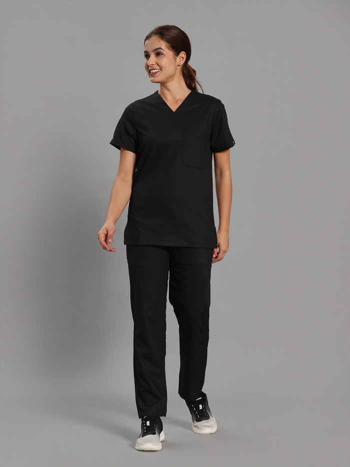 Move Lite Women Black V Scrub Set