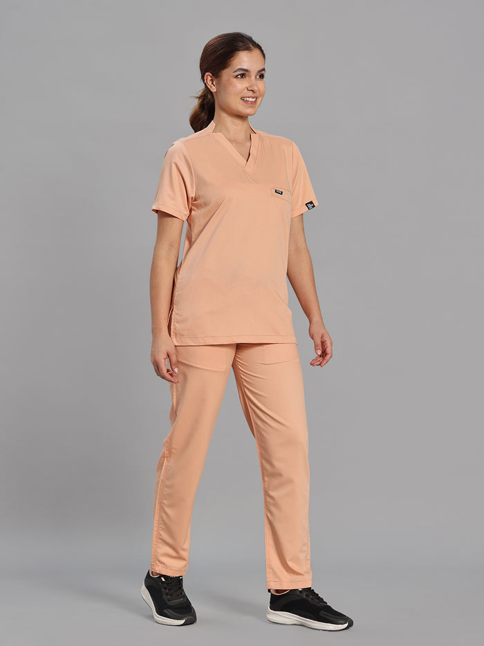 Move Lite Women Coral Mist (Star V Neck) Scrub Set