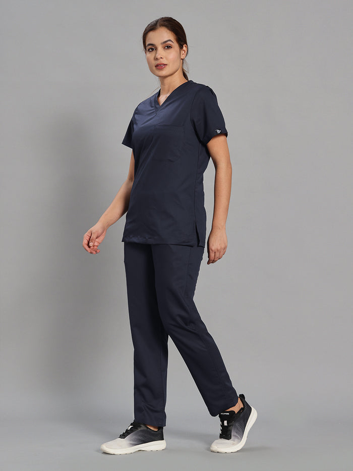 Move Lite Women Ink Blue V Scrub Set