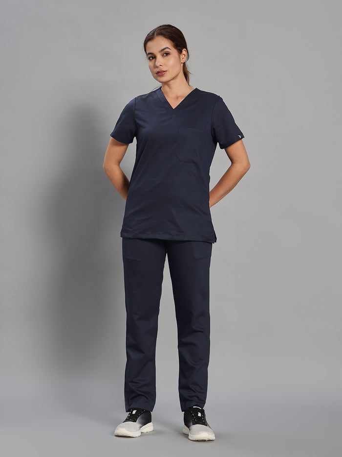 Move Lite Women Ink Blue V Scrub Set