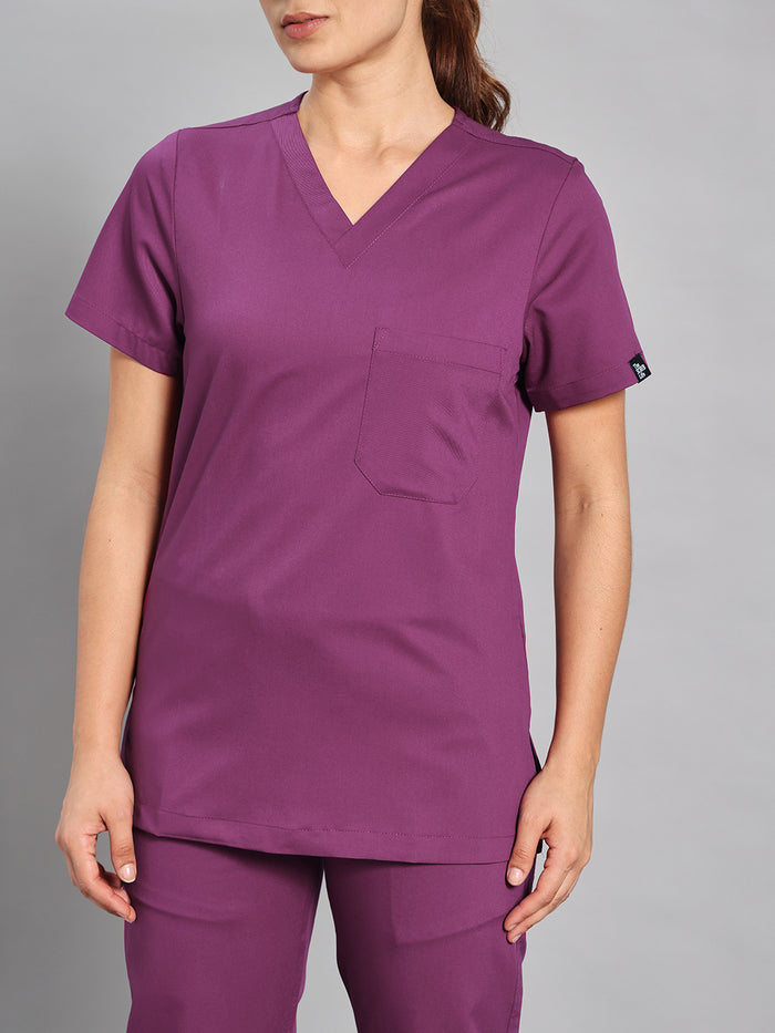 Move Lite Women Plum V Scrub Set