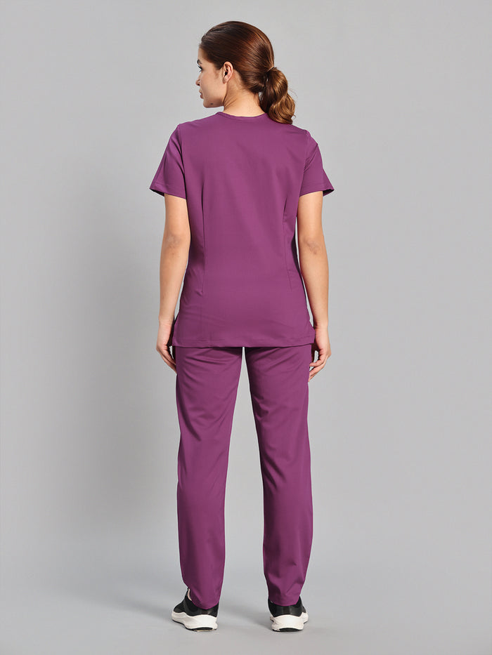 Move Lite Women Plum V Scrub Set