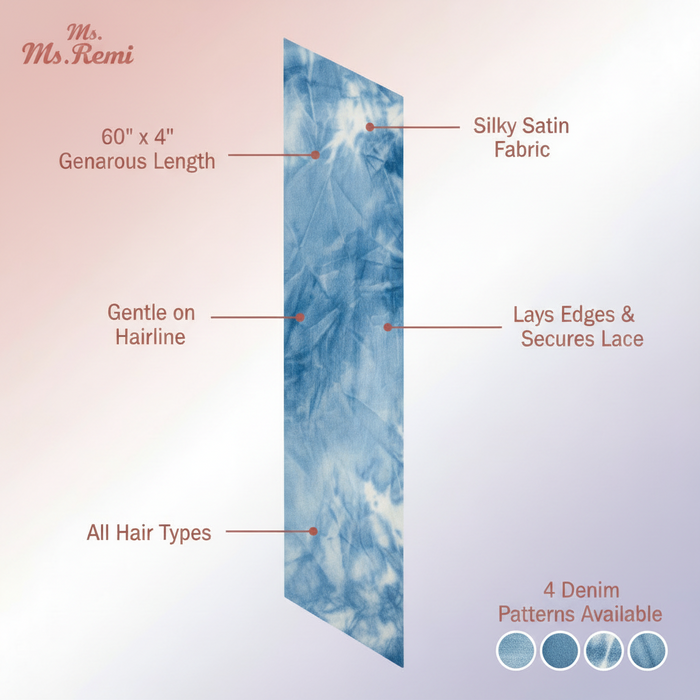 Ms. Remi Denim Silky Edge Laying Scarf 60 Inch, 1 Count, Assorted Patterns