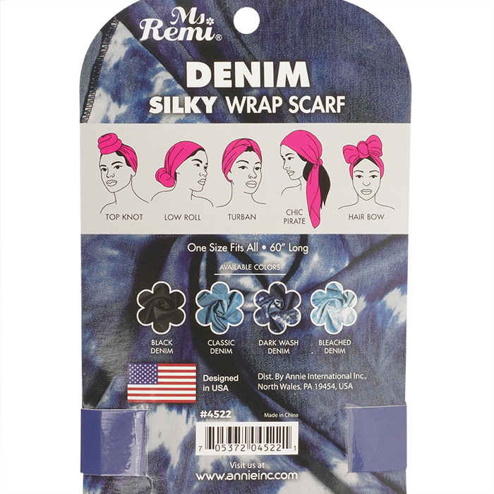 Ms. Remi Denim Silky Wrap Scarf 60 Inch, 1 Count, Assorted Patterns