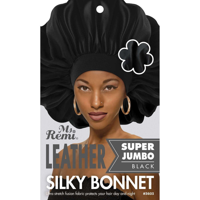 Ms. Remi Leather Silky Bonnet Super Jumbo, 1 Count, Black