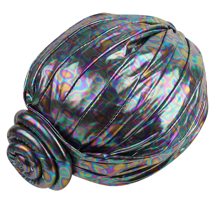 Ms. Remi Vivid Top Knot Pre-Tied Turban, 1 Count, Platinum Leopard
