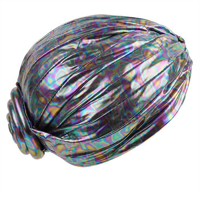 Ms. Remi Vivid Top Knot Pre-Tied Turban, 1 Count, Platinum Leopard