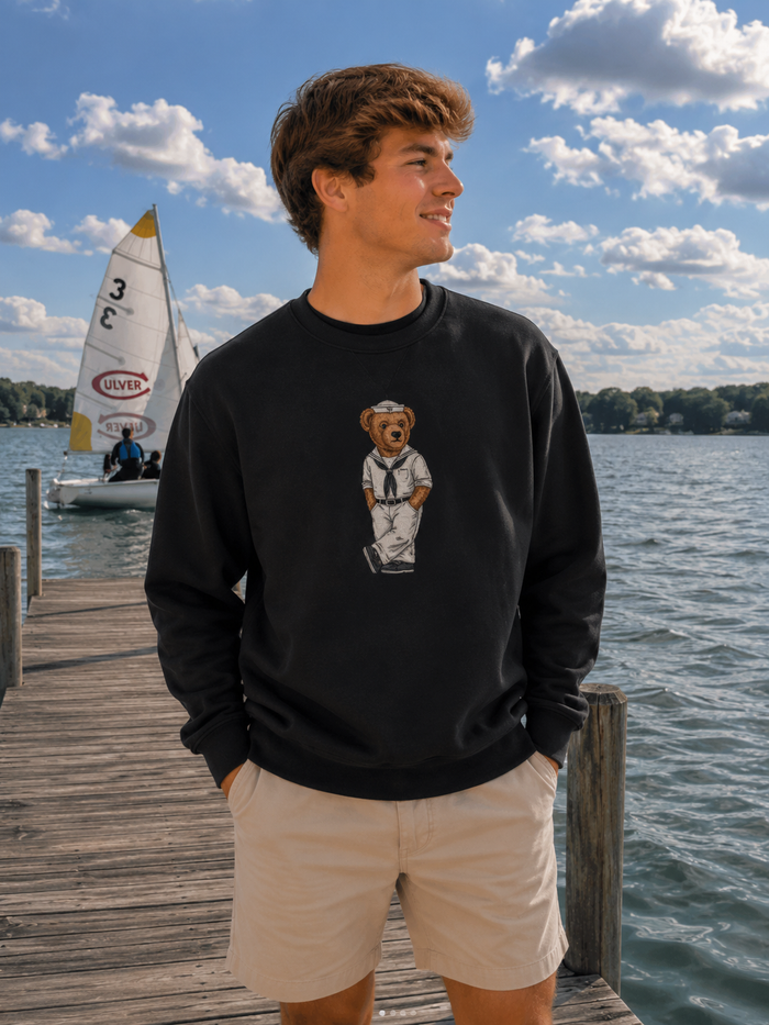 Naval Bear  Crew Dog Sweatshirt - Navy