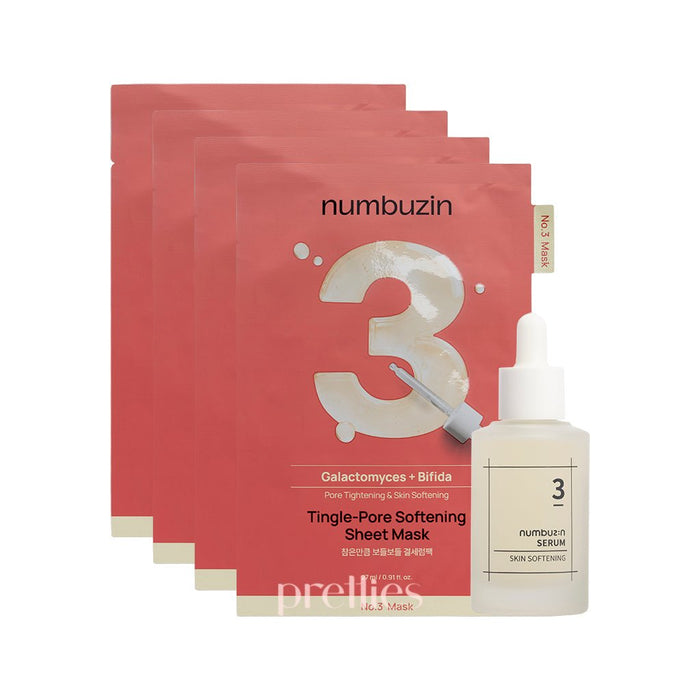 numbuzin No.3 Tingle - Pore Softening Sheet Mask + Serum [Set] - Pretties.com.hk