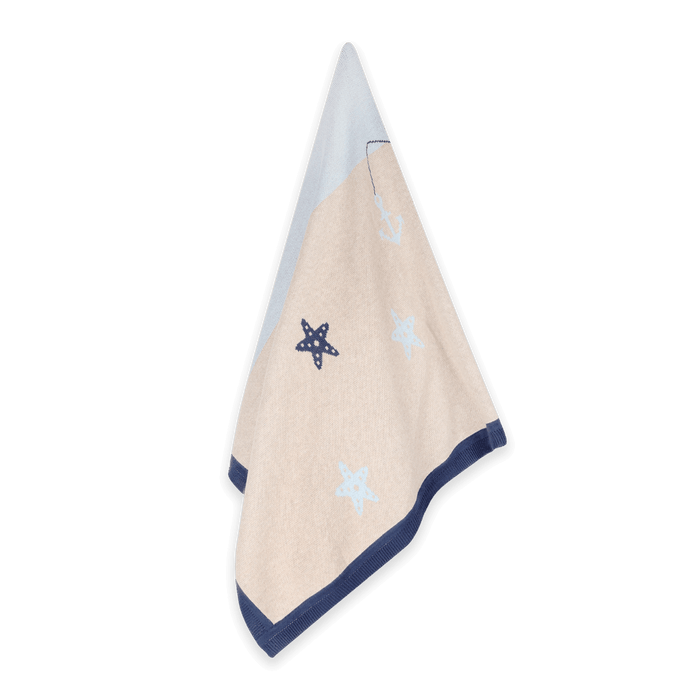 Ocean Sailboat - Organic Cotton Jacquard Knit Baby Blanket (Texture)