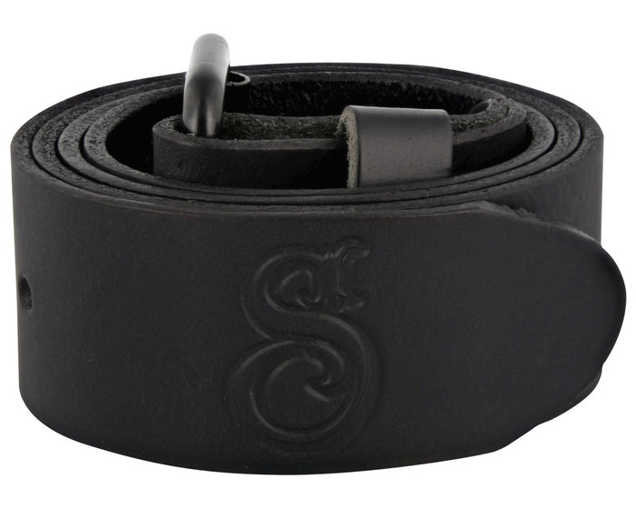 Black OG Script Leather Belt - Front