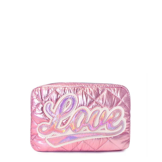 OMG Love Metallic Quilted Pouch