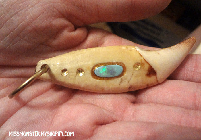 OPAL AND GOLD LEAF BEAR TOOTH
