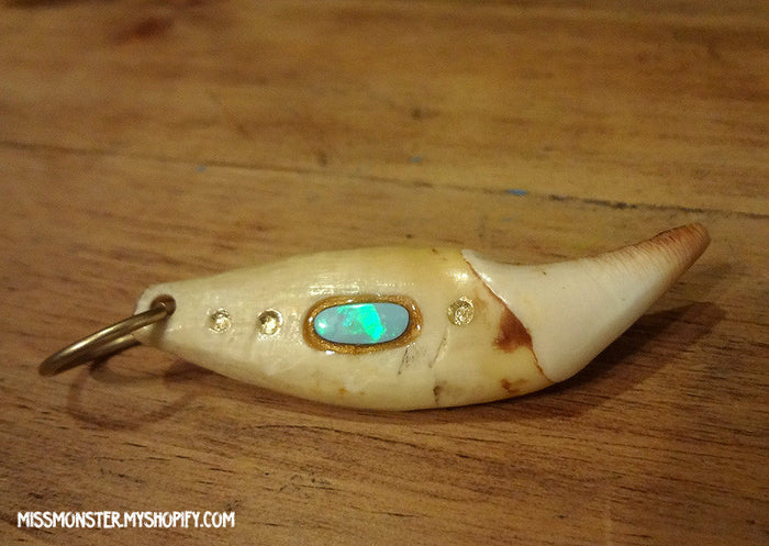 OPAL AND GOLD LEAF BEAR TOOTH