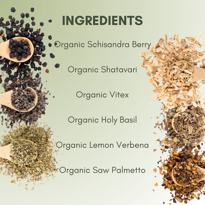 An Ingredient list for Organic Cycle Support Tea.