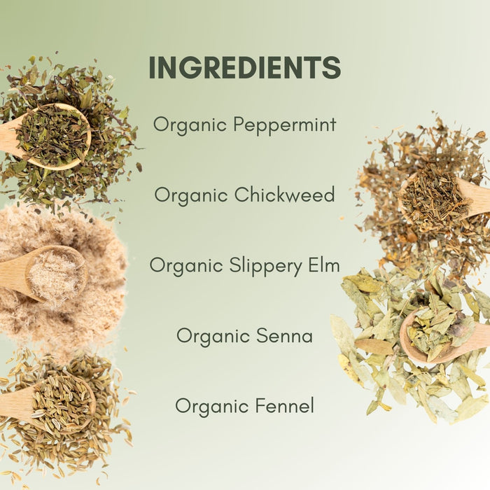 An Ingredient list for Organic Healthy Colon Tea.