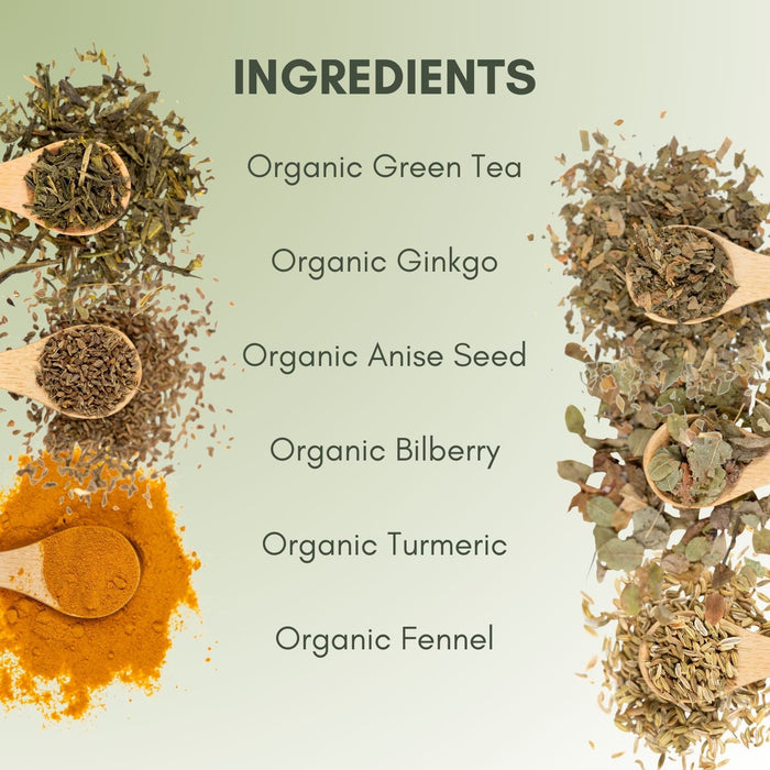 An Ingredient list for Organic Healthy Vision Tea.