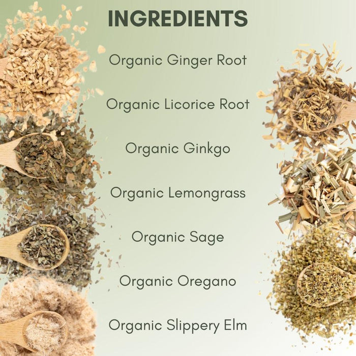 An Ingredient list for Organic Lung Health Tea.
