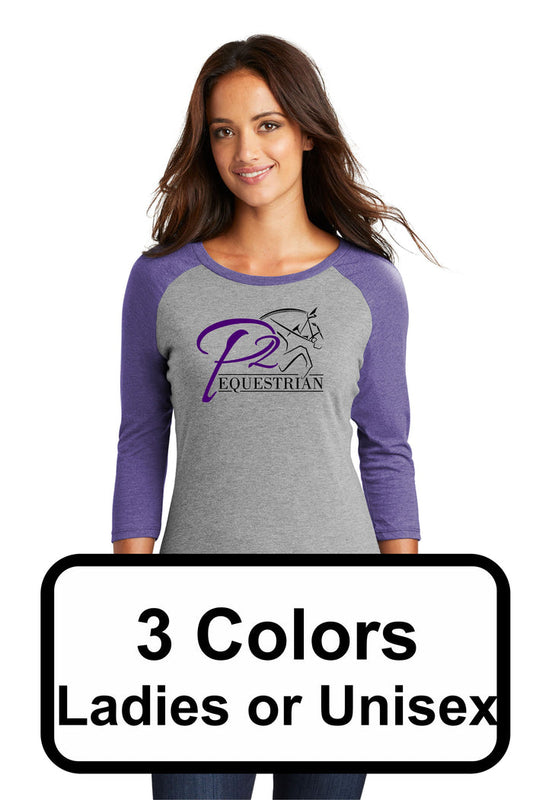 P2 Equestrian Ladies or Unisex Raglan Tee- Matte or Glitter