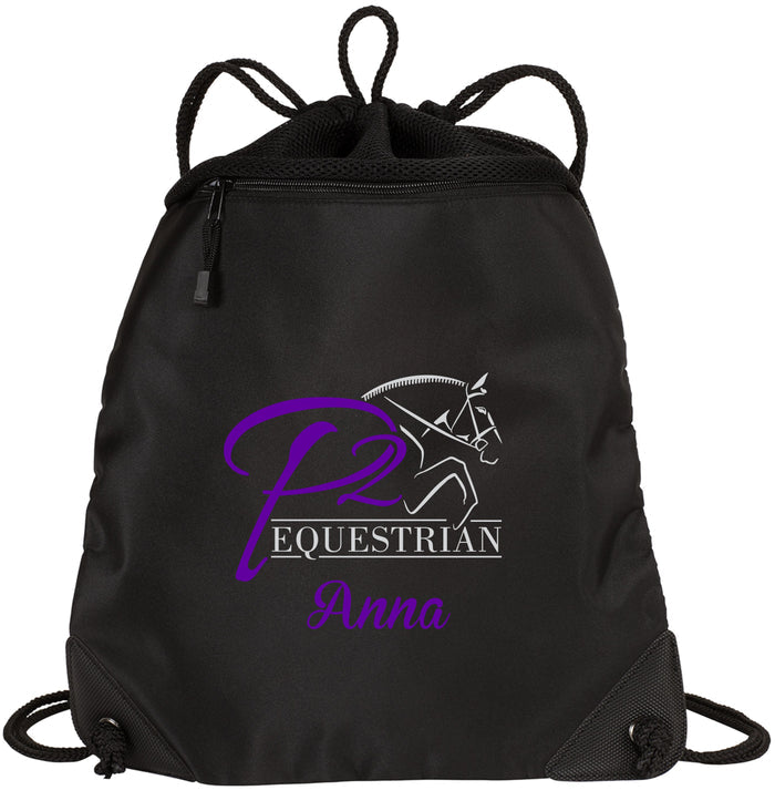 P2 Equestrian Mesh Trim Drawstring Bag- Matte or Glitter