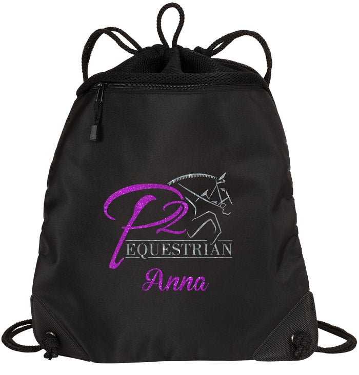 P2 Equestrian Mesh Trim Drawstring Bag- Matte or Glitter