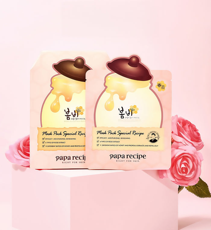 Papa Recipe Pink Honey Can Rose Moist & Refresh Facial Mask 12 Pcs T5063
