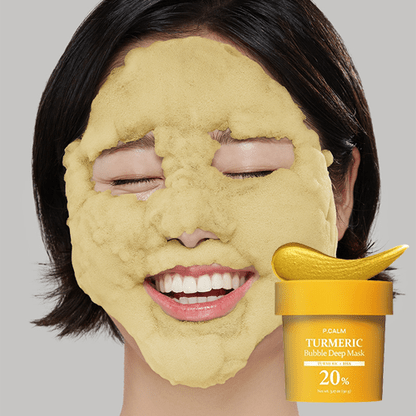 P.CALM Turmeric Bubble Deep Mask 90g قناع الفقاعات العميق بالكركم من بي.كالم - Princess Cosmetics Qatar