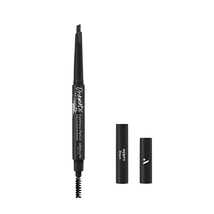 Absolute New York perfect eyebrow pencil with angled tip and spoolie brush in black