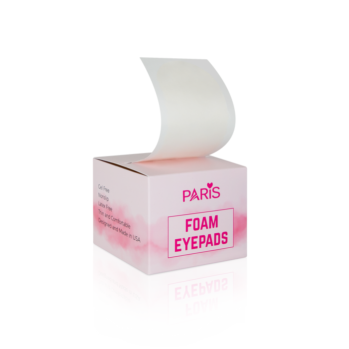 Box of foam eyepads with 'Paris' branding on a white background