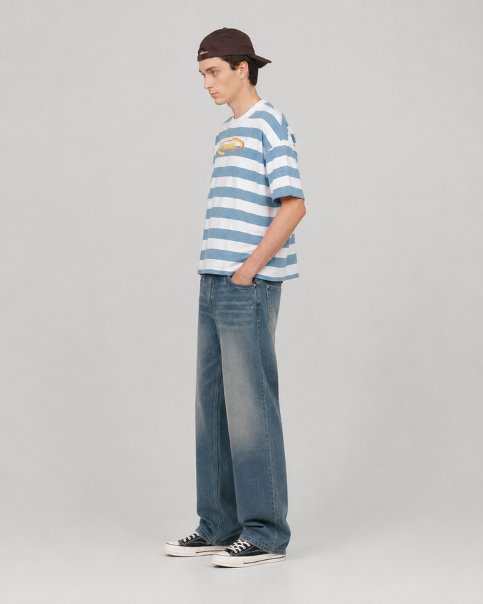 playera true racing Stripes Boxy Tee - Blue