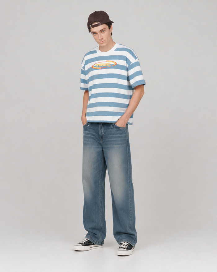 playera true racing Stripes Boxy Tee - Blue