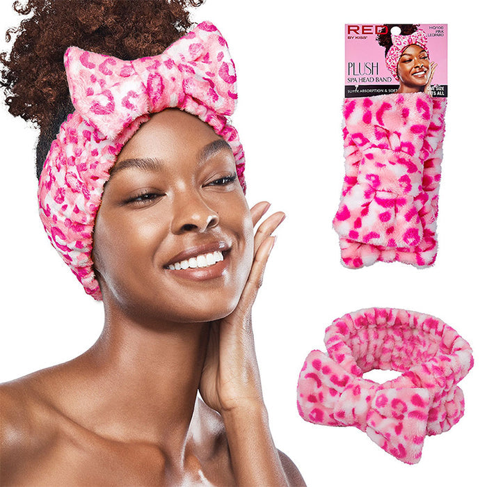 Plush Spa Headband [Pink Leopard] #Hq100